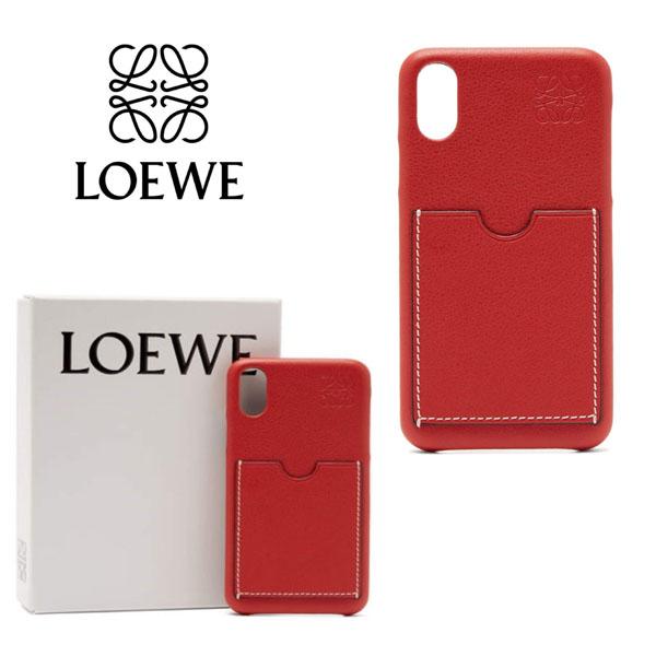 LOEWE ロエベ ケース コピー iPhoneX レザーケース レッド シンプル ロゴ入り2020101408